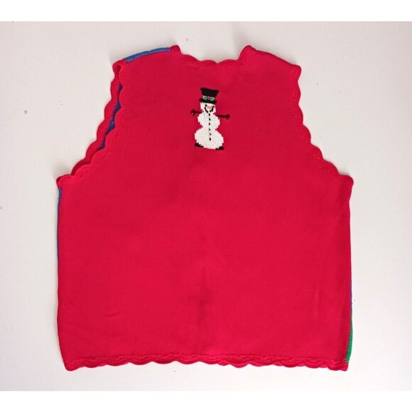 VTG 95 Eagles Eye Christmas Vest Snowman Snowflake 2X Ugly Sweater Cotton Blend - Picture 5 of 5